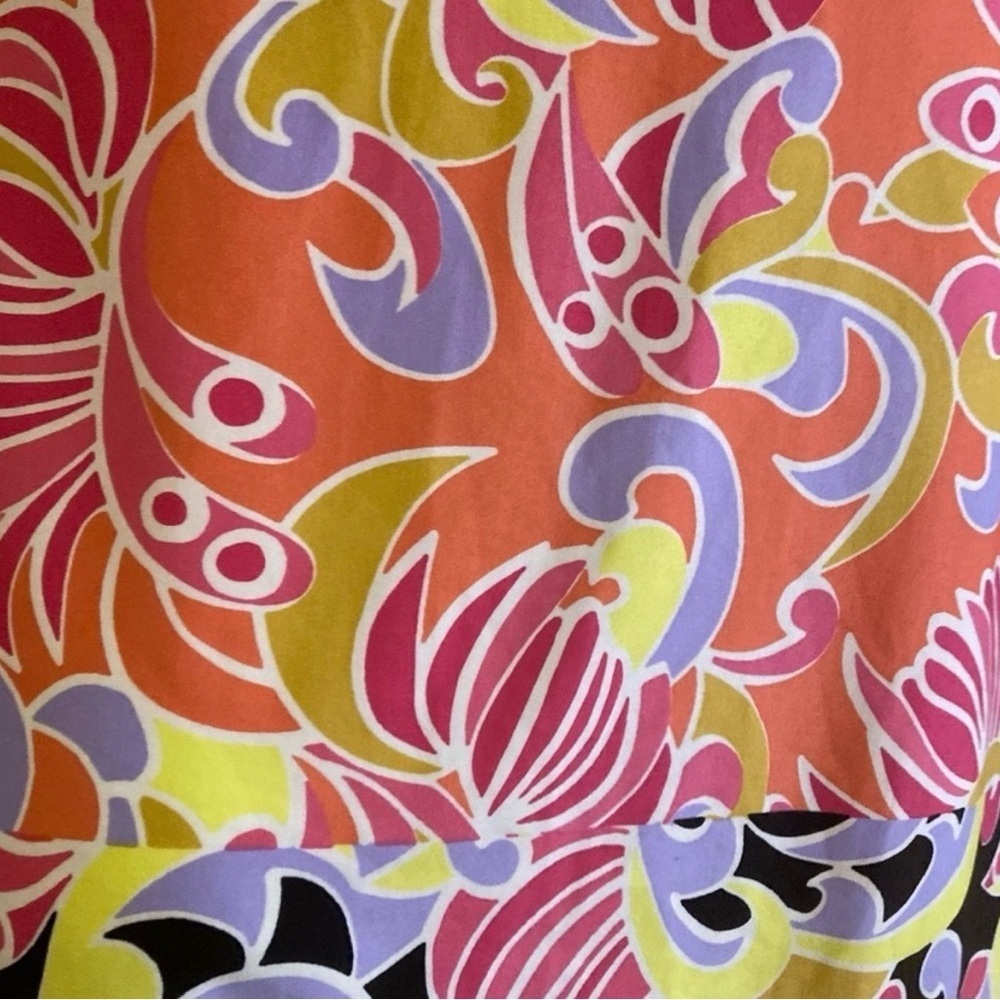 MSK Retro Psychedelic Print Shift Dress Chain Strap Pink Orange Small - Picture 9 of 14